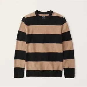 Fuzzy Striped Crewneck Sweater